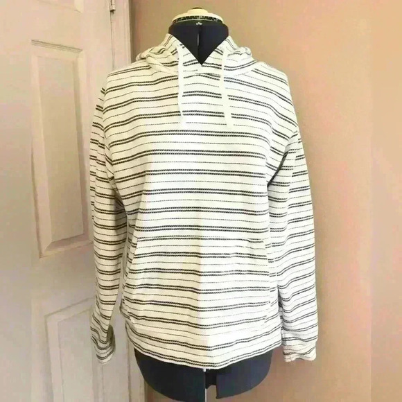 O'NEAL GRAY WHITE STRIPED COTTON HOODIE XS - Picture 1 of 3